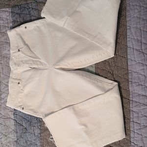 LOFT High waist Kick Crop White Jeans